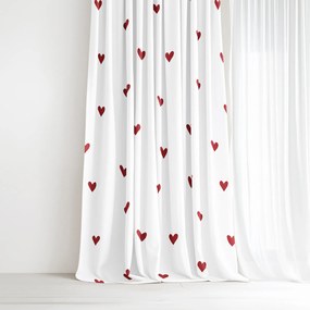 Goldea bavlnený záves - červené srdiečka na bielom 240x150 cm