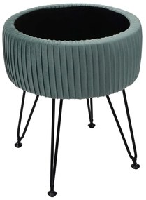 Taburetka s úložným priestorom K47- zamat, v45 x Ø35 cm - Zelená / čierna