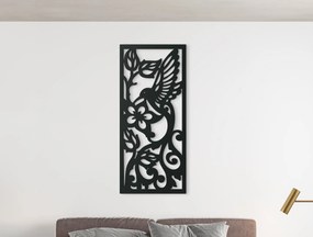 drevko Vyrezávaný obraz Kolibrík Rozmer obrazu: 44,5 x 19,5 cm, Farba dekorácie: Čierna