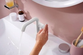 Hansgrohe Tecturis S, páková umývadlová batéria 110 Fine CoolStart EcoSmart+ s odtokovou súpravou, biela matná, HAN-73320700