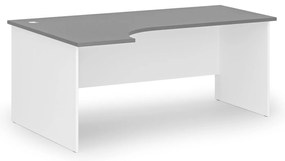Rohový kancelársky písací stôl PRIMO WHITE, 180x120 cm, ľavý, biela/grafit