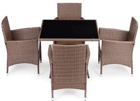 Záhradný set nábytku MULTIGARDEN – 4 kreslá a stôl, svetlohnedý