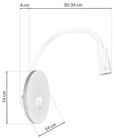 Nástenné LED svietidlo Base, 1x LED 8+2w, 4000k, w, o, vypínač