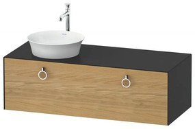 DURAVIT White Tulip závesná skrinka pod umývadlo na dosku vľavo, 1 zásuvka, 1300 x 550 x 408 mm, dub prírodný masív/grafit matný, WT4982LH558