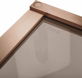 Rea Hugo Double, 2-krídlový sprchovací kút 90 (dvere) x 80 (dvere) x 200 cm, 6mm šedé sklo, medený profil, KPL-K6972
