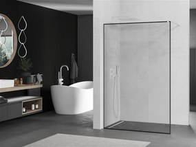 Mexen Kioto, Walk-In sprchová zástena 70 x 200 cm, 8mm sklo číre/čierny vzor, biely profil, 800-070-101-20-70