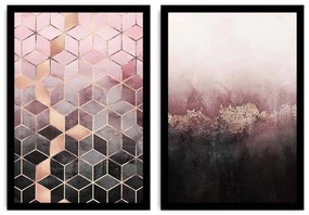 Sada nástenných obrazov Rosalis 36x51 cm 2 ks ružová