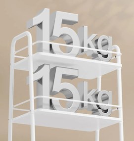 Pojazdný regál Vasagle Lilea s látkovým košom 40 cm biely/hnedý