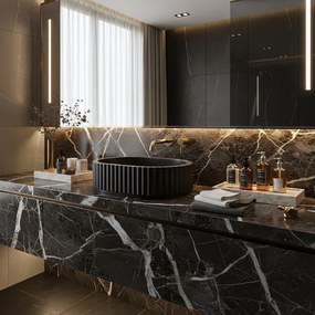 Rea Margaret, umývadlo na dosku 490x355x125 mm, čierna-imitácia kameňa, REA-U7344