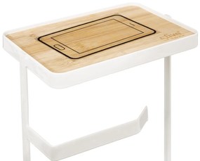 Stojan na toaletný papier Modern, biela/s drevenými prvkami