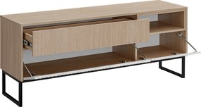 TV stolík Bliwon 148 cm so zásuvkami - jodeľka scandi / biely mat