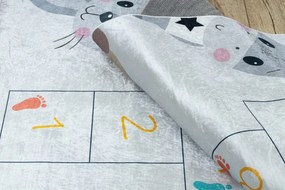 Detský koberec protišmykový BAMBINO 43092 zvieratká, sivý / žltý