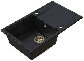 Sink Quality Sink55, kuchynský granitový drez 780x460x215 mm + zlatý sifón, grafitová, SKQ-SINK.G.1KDOL.XG