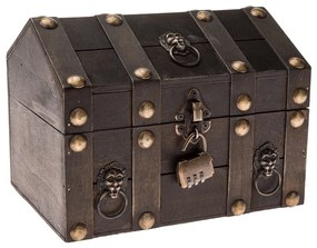 Drevená truhlička s kovaním a zámkom Lion, , 24 x17 x 18 cm