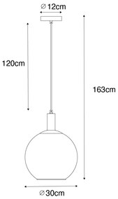 Dizajnové závesné svietidlo čierne so zlatým sklom - Bert