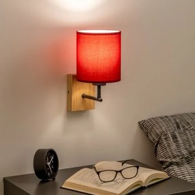 Brilagi - Nástenná lampa NUBILA WOOD 1xE27/25W/230V dub/pompejská červená