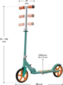 Detská kolobežka s veľkými kolesami a popruhom, Dino - mint