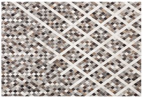 Kožený koberec 160 x 230 cm sivá/hnedá AKDERE Beliani