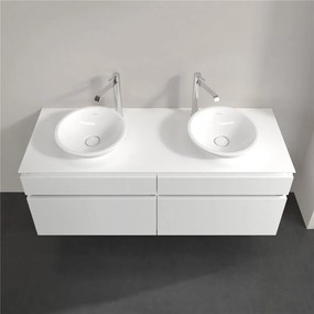 VILLEROY &amp; BOCH Legato závesná skrinka pod dve umývadlá na dosku, 4 zásuvky, 1400 x 500 x 550 mm, White Matt, B59200MS