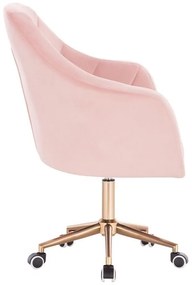 LuxuryForm DESIGN Kreslo ROMA VELUR na zlatej podstave s kolieskami - svetlo ružové