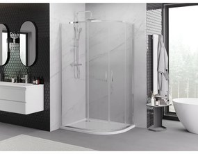 Mexen Exo, asymetrický sprchový kút s posuvnými dverami 90 x 80 cm, 6mm číre sklo, chrómový profil, 8132-090-080-01-00