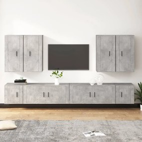 8-dielna súprava TV skriniek betónová sivá spracované drevo 3188706