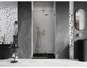 Mexen, Mexen Lunar pravé otočné sprchové dvere 125 cm, transparentné, zlaté - 834-125-000-50-00-P