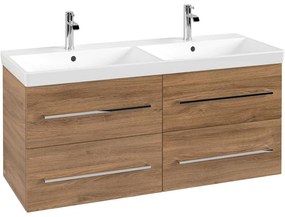 VILLEROY &amp; BOCH Avento závesná skrinka pod dvojumývadlo, 4 zásuvky, 1180 x 452 x 514 mm, Oak Kansas, A89300RH