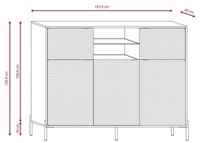 Komoda Diamond s LED osvětlením 153,9 cm bílý lesk