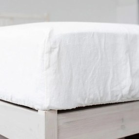 Biela napínacia plachta s prímesou ľanu 180x200 cm – Linen Tales