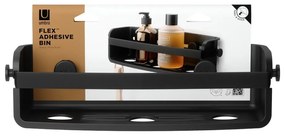 Čierna plastová kúpeľňová polička bez vŕtania Flex Adhesive – Umbra