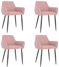 Jedálenské stoličky 4 ks ružové zamat