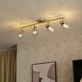 Stropné bodové svetlo zlaté so sklom 4-žiarovkové nastaviteľné - Laura