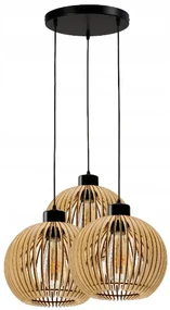 BERGE Stropné LED svietidlo LOFT 3xE27 - WOOD - čierne