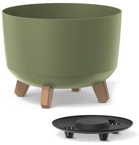 Plastový kvetináč na nožičkách DGRL350 33,9 cm - zelená