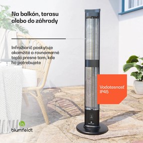 Blumfeldt BlazeTower nfračervený ohrievač, 3000 W, pre vonkajší priestor, 3 úrovne, IP45, diaľkové ovládanie, časovač