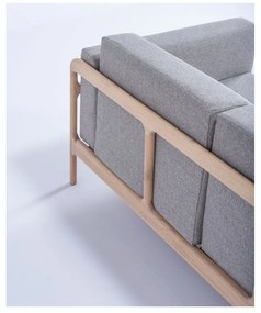 Sivá pohovka s konštrukciou z masívneho dubového dreva Gazzda Fawn, 180 cm