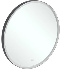 VILLEROY &amp; BOCH Subway 3.0 zrkadlo s LED osvetlením, priemer 712 mm, hĺbka 45 mm, rám čierny matný/biely matný, A46471BC