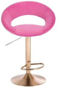LuxuryForm Barová stolička NAPOLI VELUR na zlatom tanieri - ružová