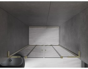Mexen Velar L Duo, posuvné sprchové dvere do otvoru 150 cm, 8mm šedé sklo, zlatá lesklá, 871-150-003-42-50