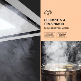 Klarstein Remy Brilliant Edition ostrovná digestor 90 cm 586 m³/h EEK A LED sklo