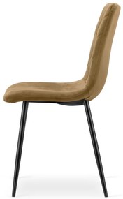 Jedálenská stolička TURIN zamatová, hnedá / čierne nohy