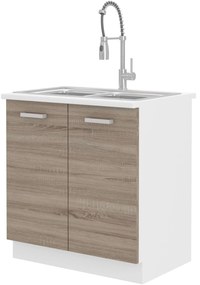 Dolná kuchynská skrinka pod drez Domton 80 ZL 2F ZB (biela + dub sonoma truflový). Vlastná spoľahlivá doprava až k Vám domov. 1033020