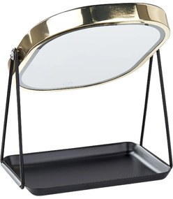 Kozmetické LED zrkadlo 20 x 22 cm zlatá/čierna DORDOGNE Beliani