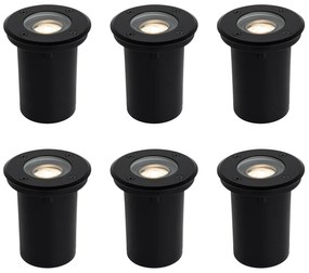 Sada 6 moderných vonkajších bodových svetiel čiernych 35 mm nastaviteľných IP65 - Delux