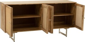 Drevená komoda z mangového dreva s výpletom Ginna - 170*45*80 cm