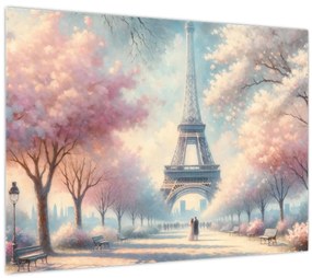 Sklenený obraz – Jar v Paríži (70x50 cm)