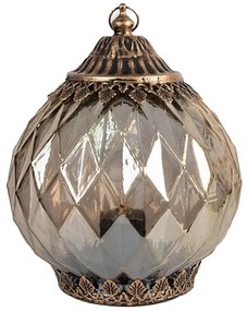 Medená sklenená svietiaca LED lampáš Balli - Ø 15*19 cm