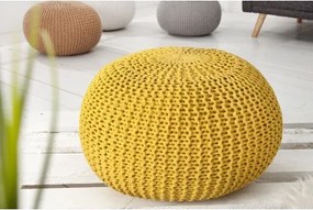 PUF pletený yellow