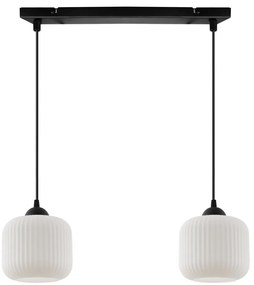Závesné svietidlo Riffle, 2x biele sklenené tienidlo, b